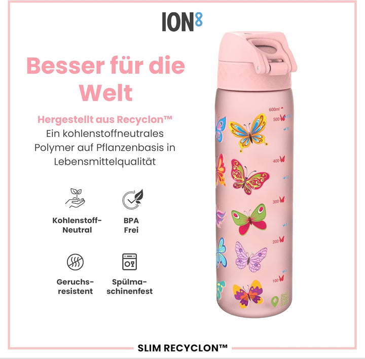 Ion8 Kinder Trinkflasche, Auslaufsicher, Einhandöffnung, Sichere Verriegelung, Spülmaschinenfest, BP