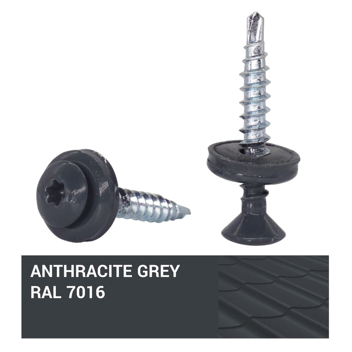 (250 Stück) Metall Dachdeckschrauben Torx 4,8x35 mm Lackierte selbstbohrende Schrauben mit EPDM Unte
