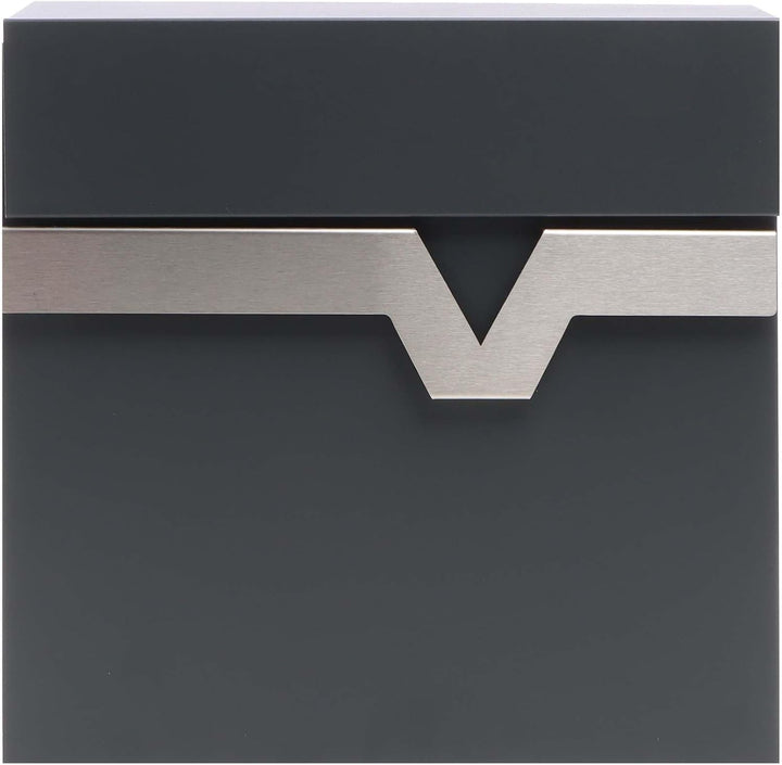 XPOtool Briefkasten V60 Anthrazit und Edelstahl 370 x 105 x 370 mm, Wandbriefkasten mit Schloss, Sof