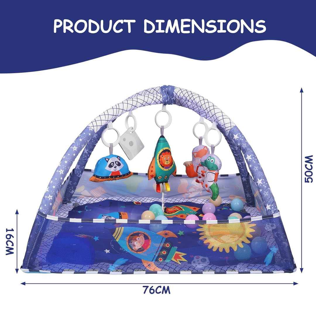 Sinbide Spieldecke für Babys, Spielmatte mit Spielbogen, Spielmatte und sensorische Spielzeuge für B