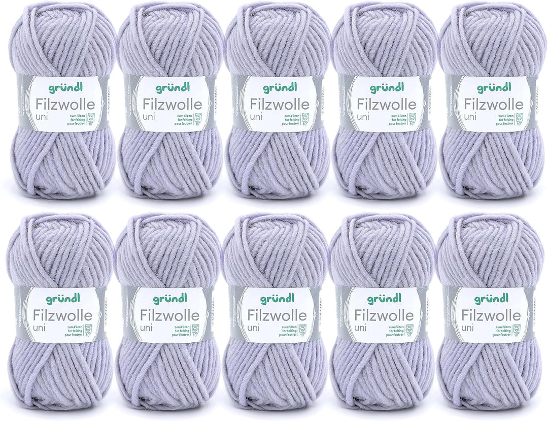Gründl Filzwolle uni (Wolle zum Filzen, Stricken und Häkeln, Garn aus 100 % Schurwolle, 50 g / 50 m,