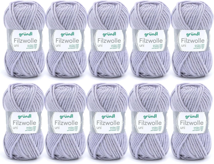 Gründl Filzwolle uni (Wolle zum Filzen, Stricken und Häkeln, Garn aus 100 % Schurwolle, 50 g / 50 m,