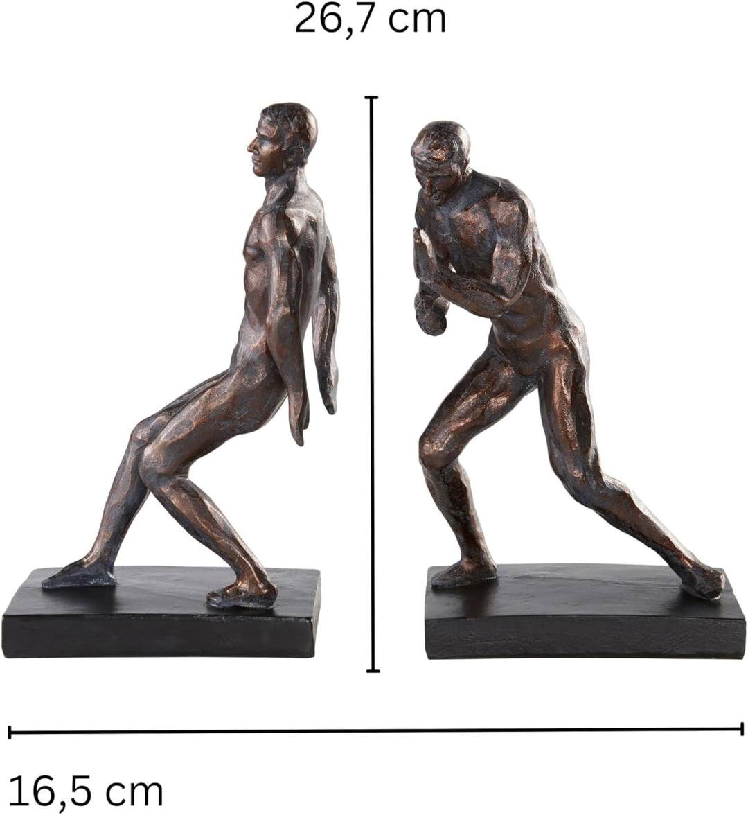 Jotex Push Bücherstütze, stilvolle und Starke dekorative Buchstütze aus Polyresin (2er Set) - Schwar