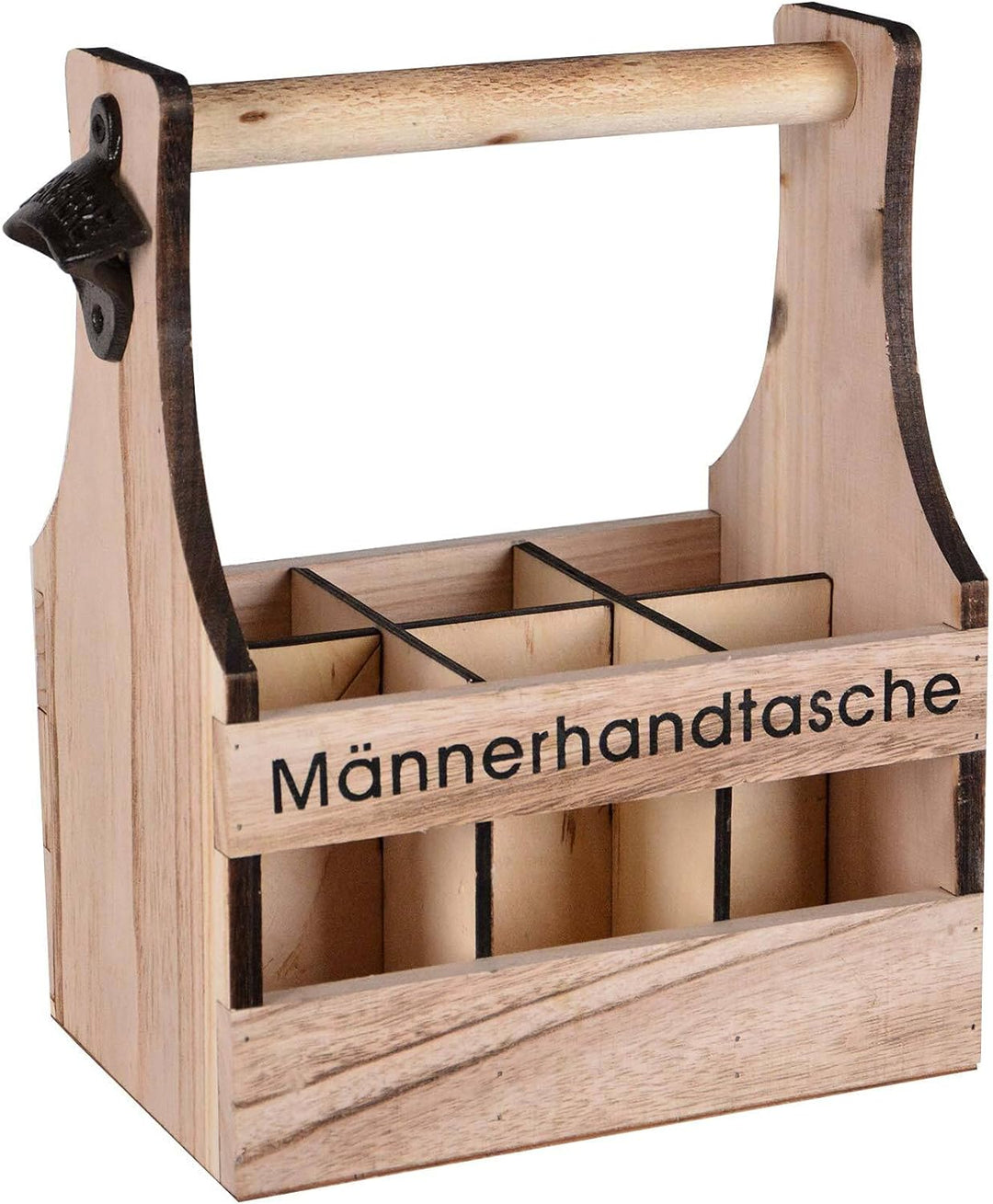 UNUS Home Männerhandtasche Bier, Flaschenträger aus Holz für 6 Flaschen, Bierträger mit Flaschenöffn