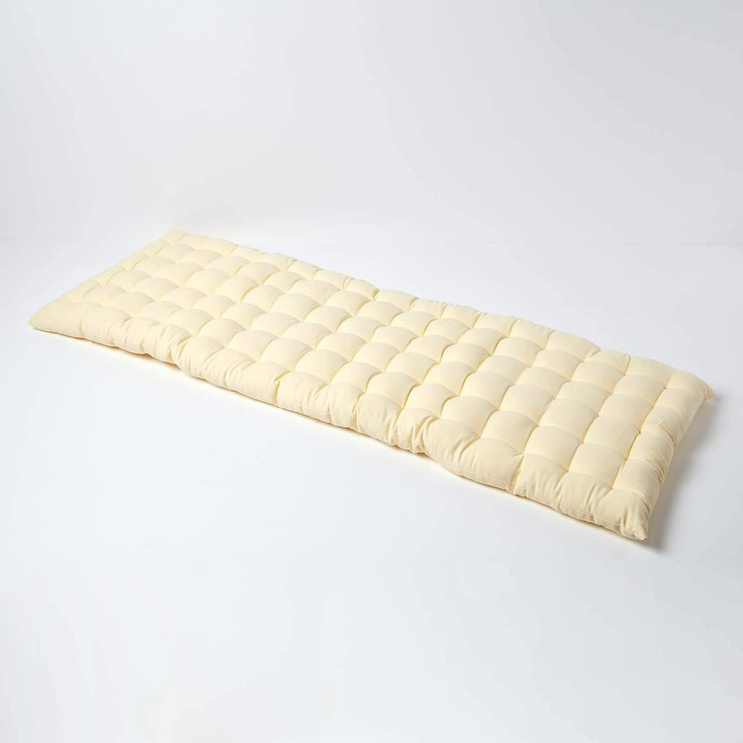 Homescapes 3-Sitzer Bankauflage, Creme-weiss, Sitzkissen für Bänke und Gartenbänke mit Bezug aus 100