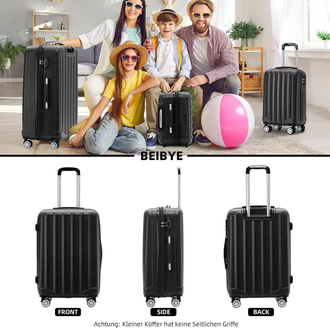 BEIBYE TSA-Schloss 2080 Zwillingsrollen 3 TLG. Reisekofferset Koffer Kofferset Trolley Trolleys Hart