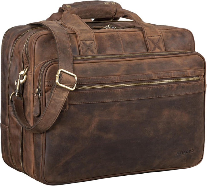 STILORD 'Leopold' XL Echtleder Aktentasche - der verbesserte Geheimtipp für Lehrerzimmer & Büro - Bu
