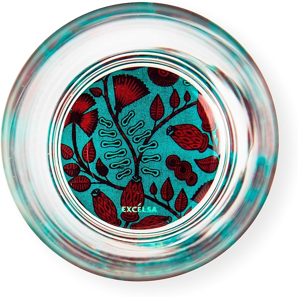 Excelsa Afrika Set 6 Gläser mit dekoriertem Boden, Ml. 340, Durchmesser 8 cm, Glas