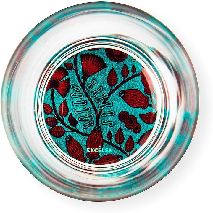 Excelsa Afrika Set 6 Gläser mit dekoriertem Boden, Ml. 340, Durchmesser 8 cm, Glas