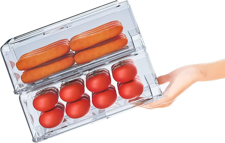 YekouMax Fridge Organizer, Fridge Drawers with Handle, Stackable Transparent Container for Kitchens,