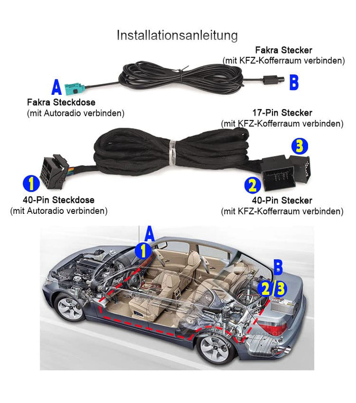 Erisin BM6M Verlängerungskabel für BMW 3er E46 5er E39 X5 E53 M3 M5 E38 Autoradio (inkl. Fakra Radio