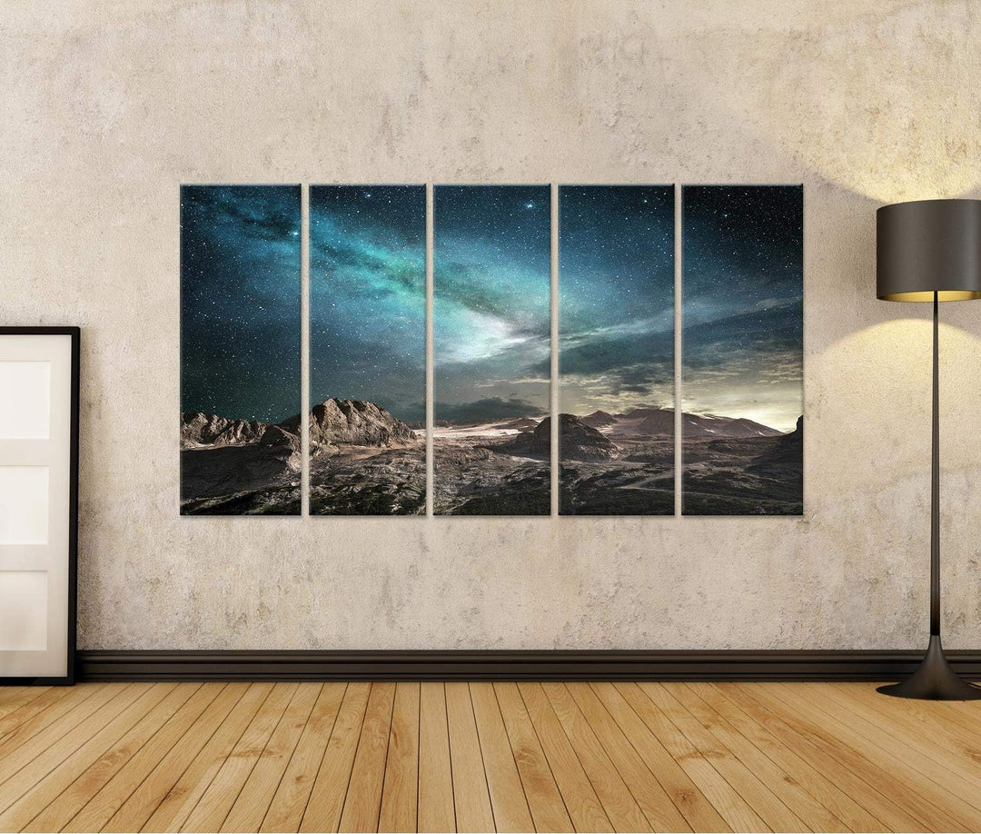 islandburner Bild Bilder auf Leinwand Milchstrasse im Morgengrauen auf einer Berglandschaft Wandbild