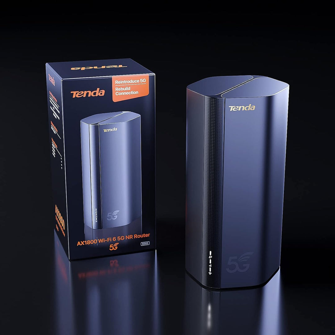 Tenda 5G03 5G NR LTE WLAN Router für Nano-SIM-Karte (AX1800 CAT19 2,4GHz: 574Mbit/s+5GHz: 1201Mbit/s