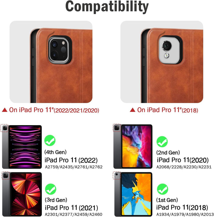 Antbox Leder Hülle für iPad Pro 11 2022/2021/2020/2018 (4./3./2./1. Generation) mit Stifthalter Auto