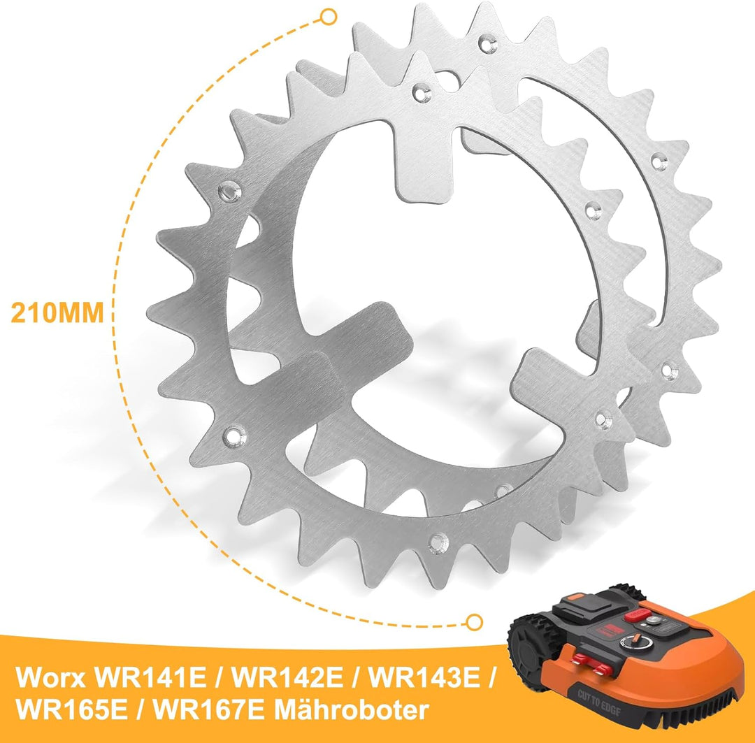 Edelstahl Mähroboter Spikes für Worx WR141E / WR142E / WR143E / WR165E / WR167E Mähroboter, Traktion