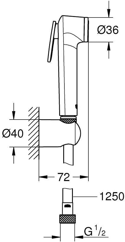 Grohe Vitalio Trigger Spray Wandhalterset 1 Strahlart, chrom, 1 Stück, 26175001 Einzelbett, Einzelbe