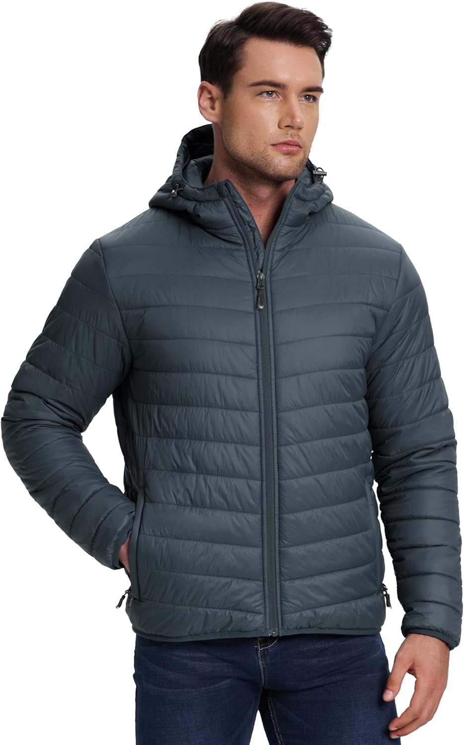 33,000ft Herren Leichte Steppjacke Outdoor Wasserbeständige Übergangsjacke Warme Winterjacke für Män