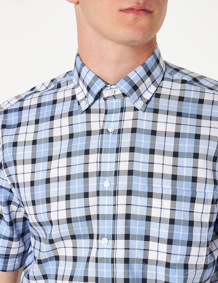 Seidensticker Herren Shaped Fit Kurzarm Hemd Shirt 44 Blau, 44 Blau