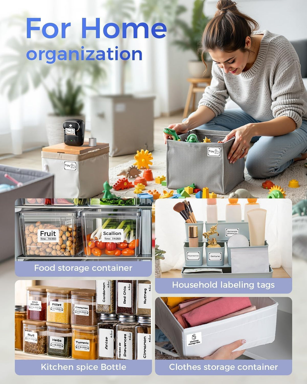 Phomemo M110 Etikettendrucker mit 3 Etikettenrollen, Beschriftungsgerät Selbstklebend für Telefon un