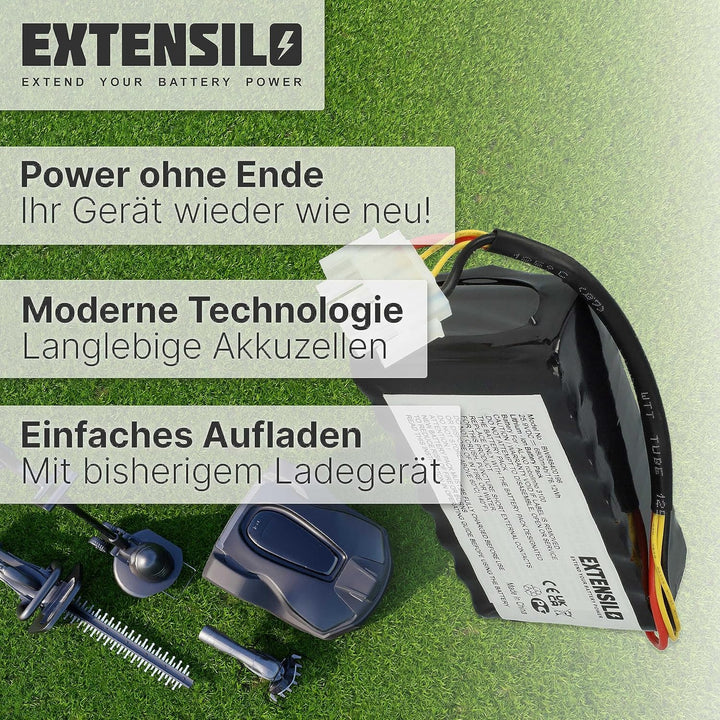 EXTENSILO Akku kompatibel mit AL-KO Robolinho 82, 82.8, 116, 3000, 3100, 4000, 4100 Rasenroboter Ras