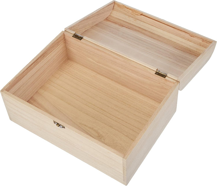 Rayher 6166600 Holz-Koffer, 29,5 x 20,5 x 14 cm, Antikbeschlag, Griff und Verschluss aus Metall, Bas