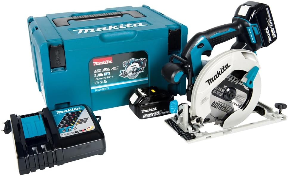 Makita DHS680RTJ Akku-Handkreissäge 57 mm 18 V / 5,0 Ah, 2 Akkus + Ladegerät im