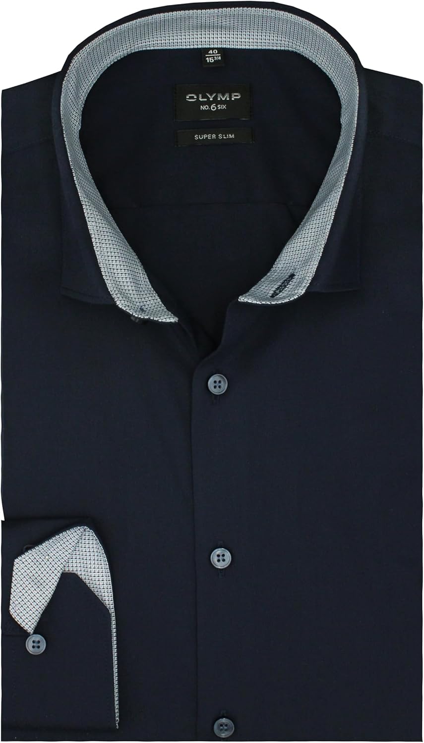OLYMP Herren Oberhemd Langarm No. Six,Uni,super Slim,Urban Kent 36 Kobalt 08, 37