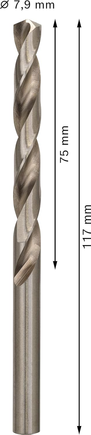 Bosch Professional 10x HSS-G Metallbohrer (für Metall, Ø 7,9 mm, Robust Line, Zubehör Bohrmaschine)