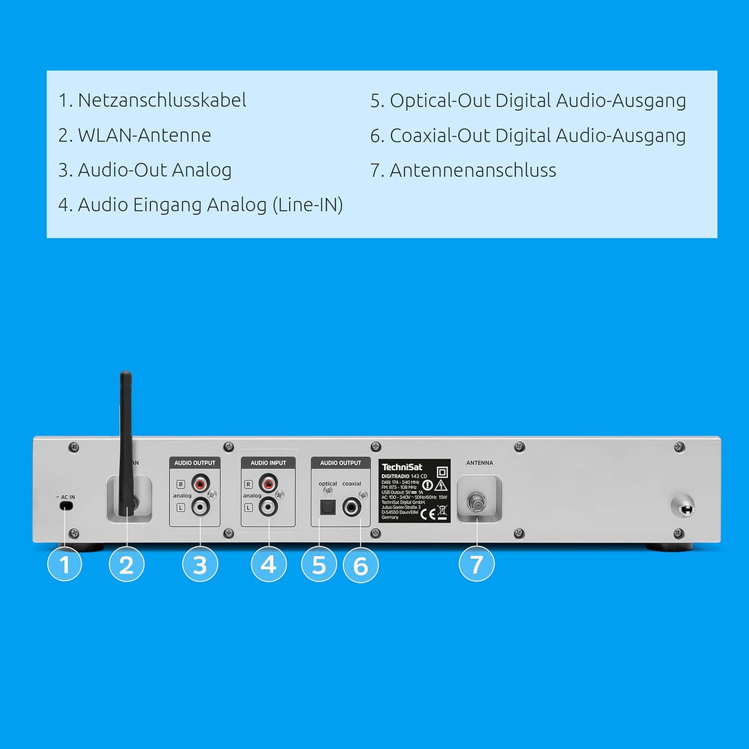 TechniSat DIGITRADIO 143 CD (V3) – Digital HiFi-Tuner, Internetradio (DAB+, UKW, Bluetooth-Audiostre