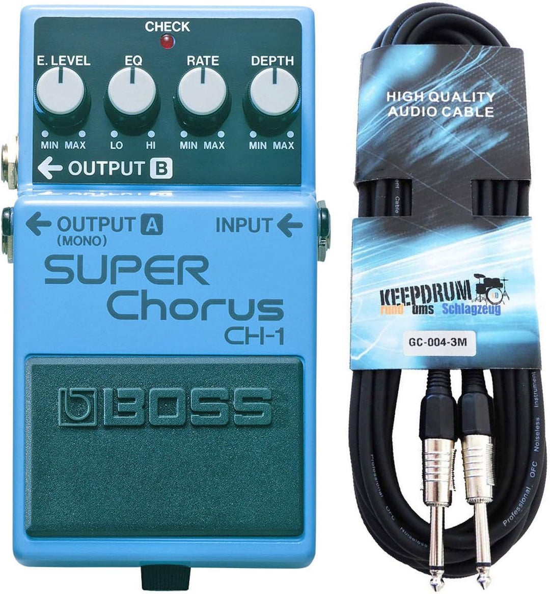 Boss CH-1 Super Chorus Stereo + keepdrum Gitarrenkabel 3m