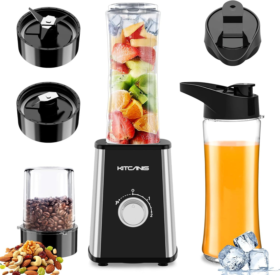 KITCANIS 3-in-1 Mixer Smoothie Maker, 800W Mini Standmixer Blender elektrisch, 3 einstellbare Geschw