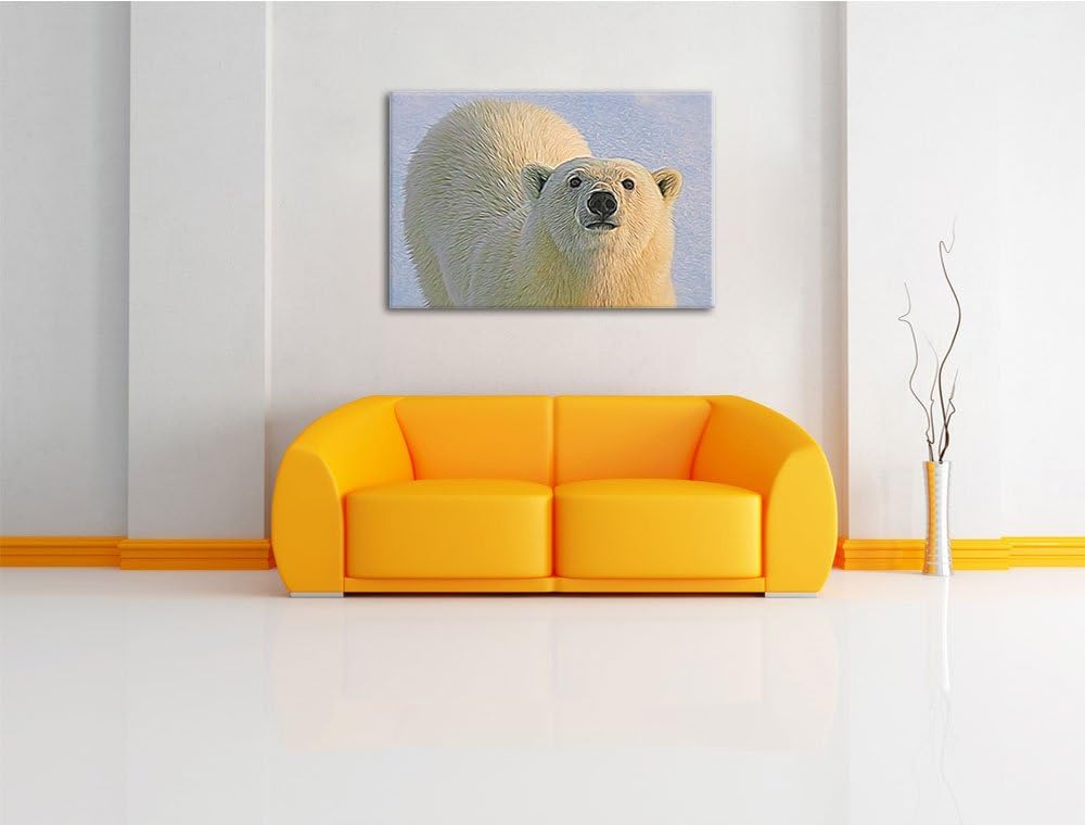 frecher Eisbär Deluxe Format: 100x70 cm auf Leinwand, XXL riesige Bilder fertig gerahmt mit Keilrahm