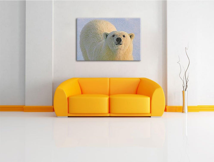 frecher Eisbär Deluxe Format: 100x70 cm auf Leinwand, XXL riesige Bilder fertig gerahmt mit Keilrahm