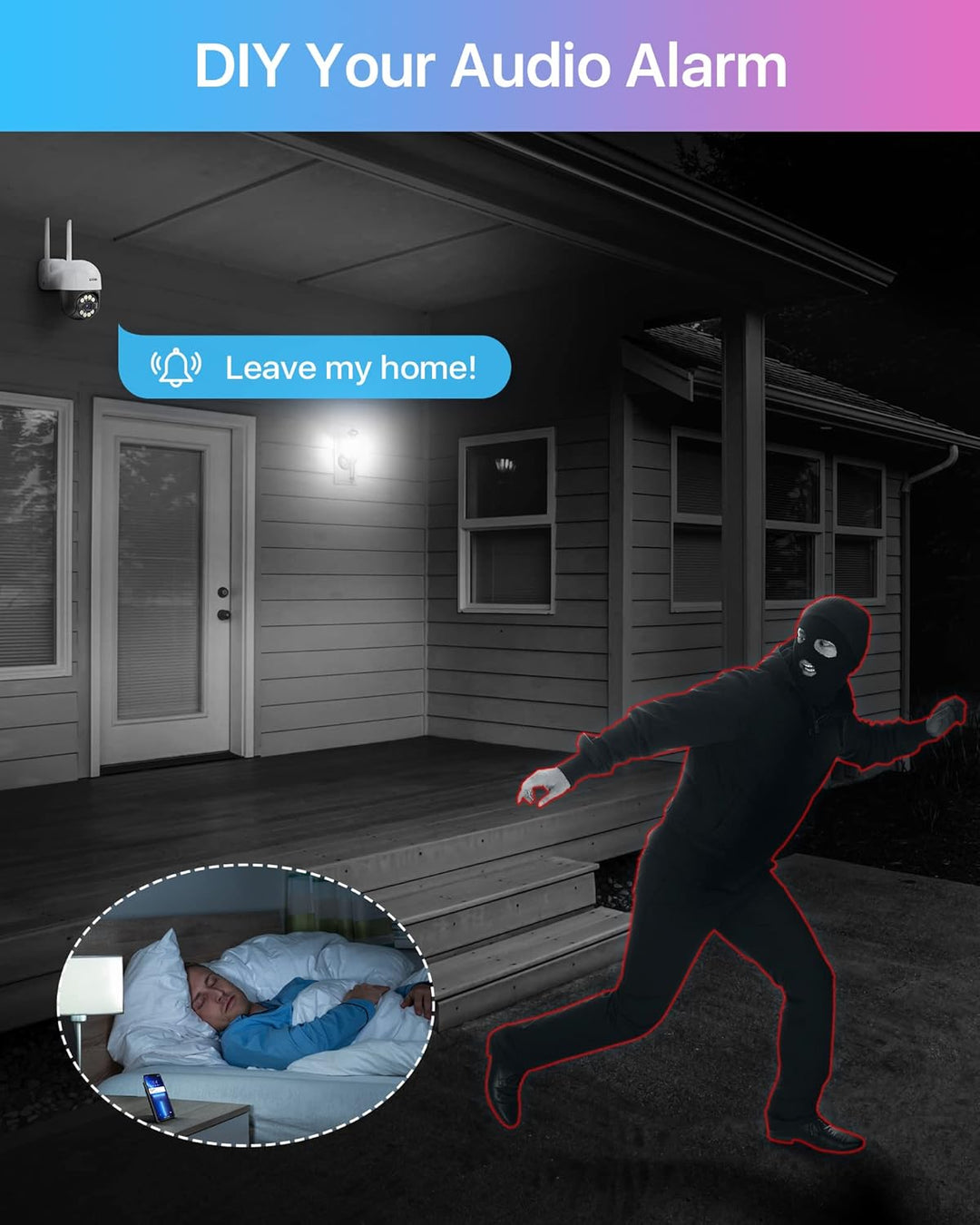 ZOSI 3MP 2K Pan/Tilt Überwachungskamera Aussen WLAN, 355°/140° Schwenkbar WiFi IP Kamera mit Plug-in