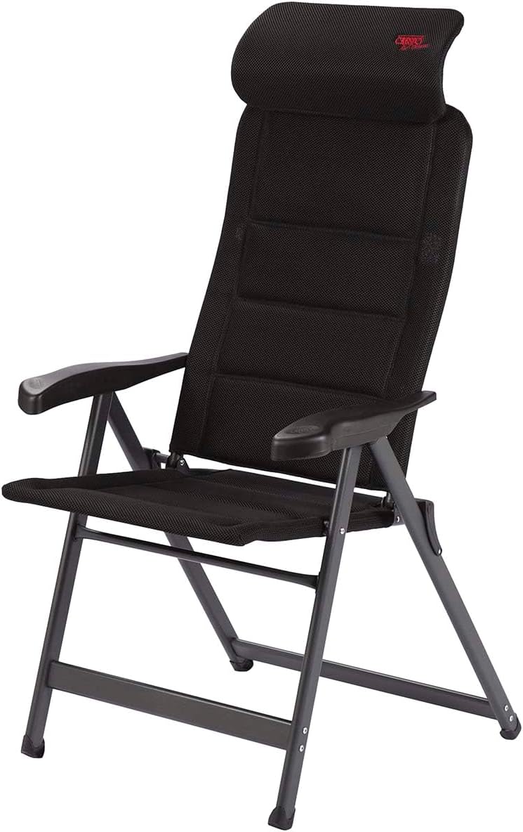 Crespo Gartenstuhl AP 240 Air Deluxe Compact Camping Liege Stuhl Klappstuhl Alu Schwarz, Schwarz
