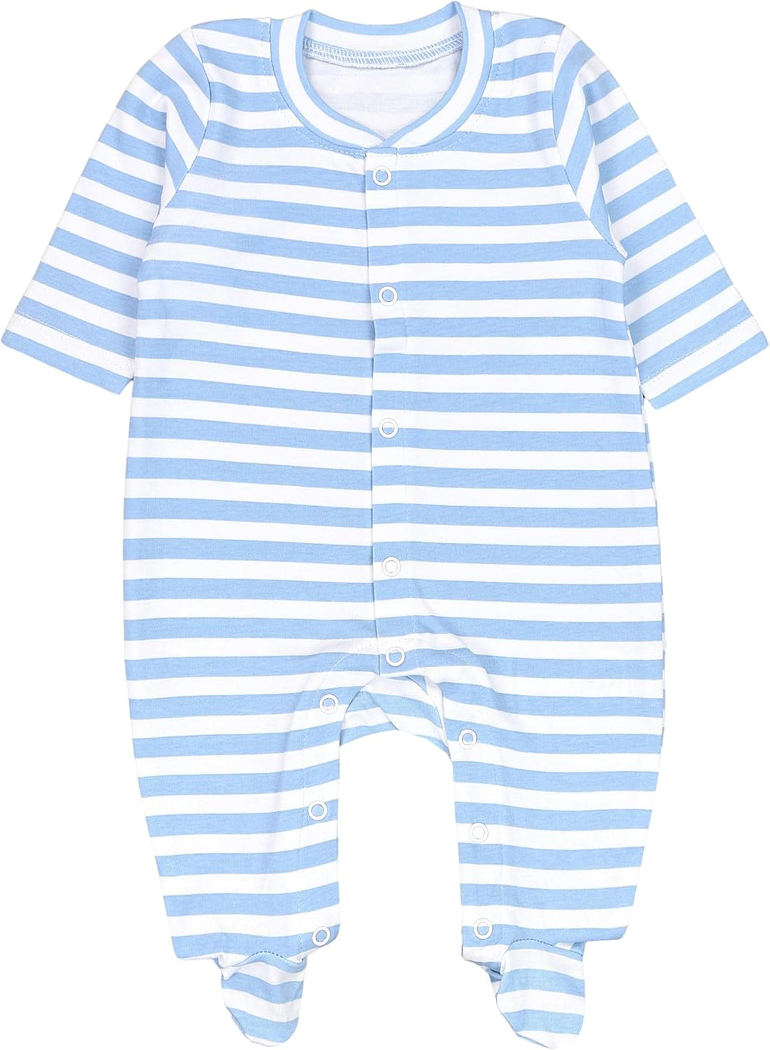 TupTam Baby Jungen Schlafstrampler mit Fuss 3-er Pack 50 Blau Grau Streifen Dino, 50 Blau Grau Strei