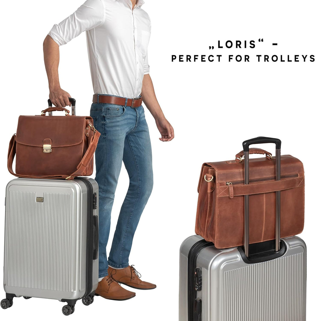 STILORD 'Loris' Klassische Aktentasche Leder Gross Herren mit 13-15 Zoll Laptop-Fach | Business-Tasc