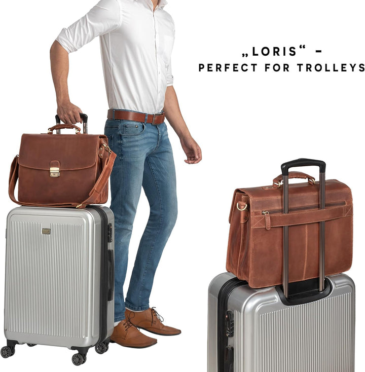 STILORD 'Loris' Klassische Aktentasche Leder Gross Herren mit 13-15 Zoll Laptop-Fach | Business-Tasc