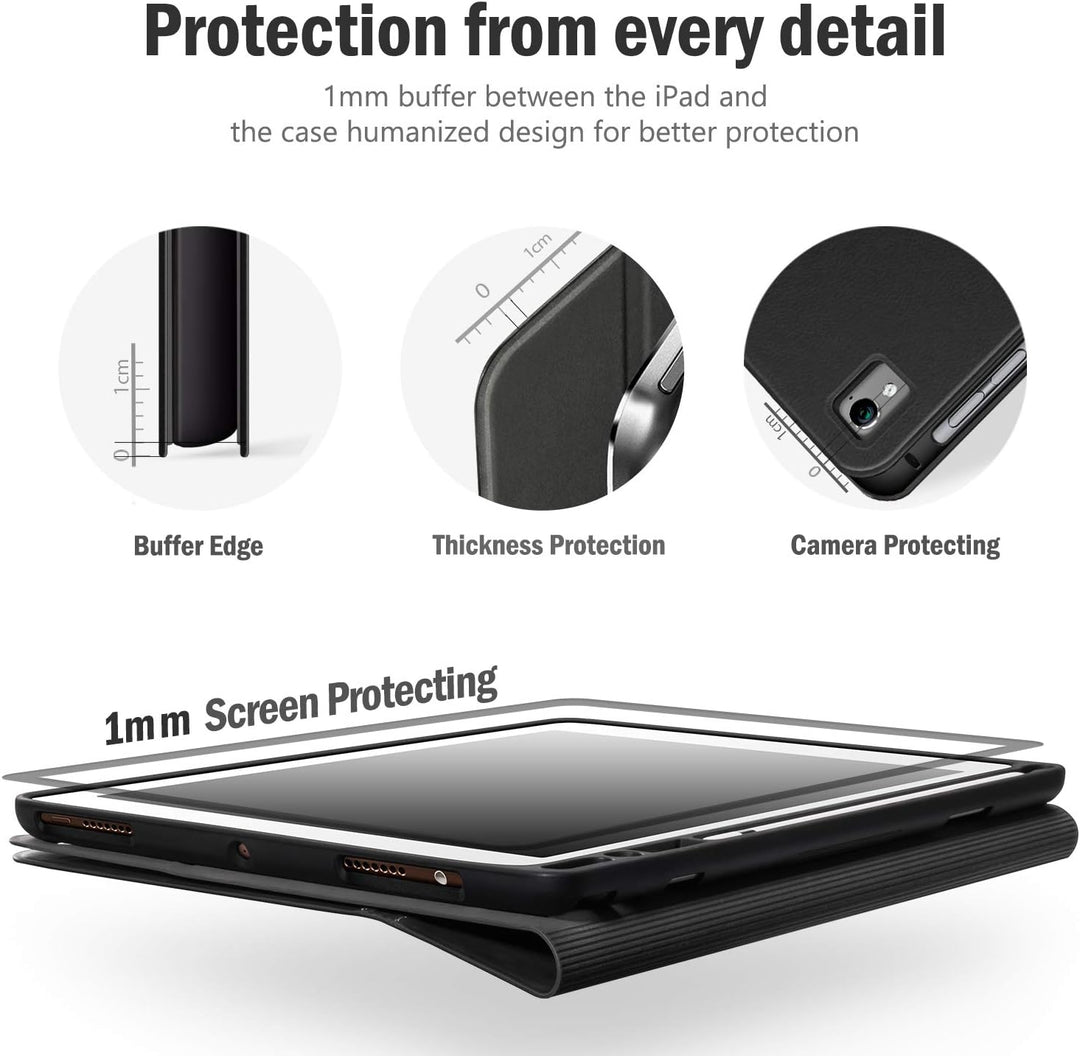 Antbox iPad 9.7 Zoll 2018/2017 Hülle mit Apple Pencil Halter Auto Schlaf/Wach Funktion PU Ledertasch