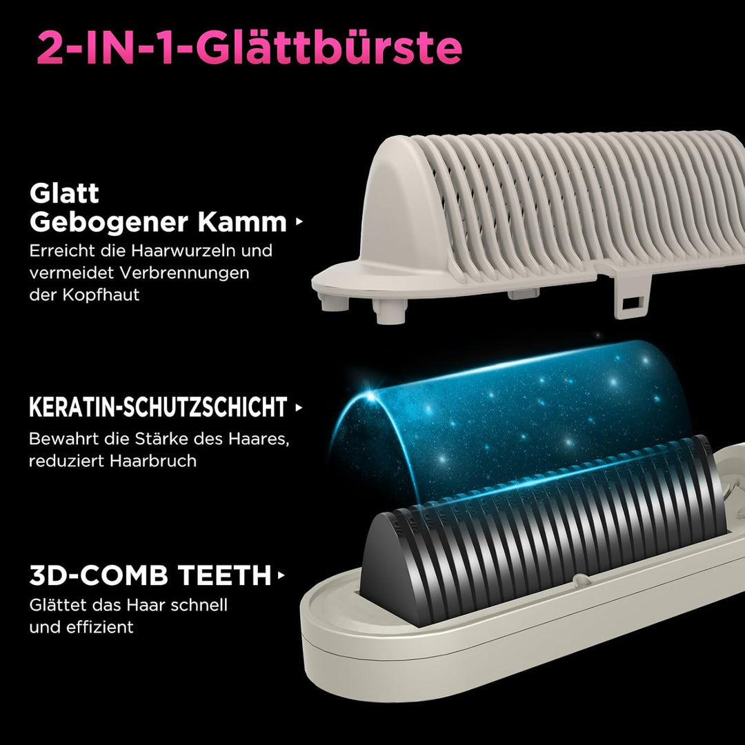 Ionen Glättbürste - PARWIN PRO BEAUTY Haarglätter Bürste - Glättungsbürste mit LED-Anzeige - Hair St