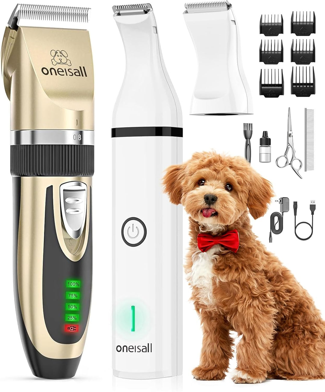 oneisall Hundeschermaschine und Hundepfoten Trimmer Set Leise 2-in-1 Katze Tierhaarschneidemaschine