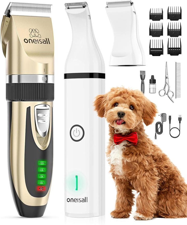 oneisall Hundeschermaschine und Hundepfoten Trimmer Set Leise 2-in-1 Katze Tierhaarschneidemaschine