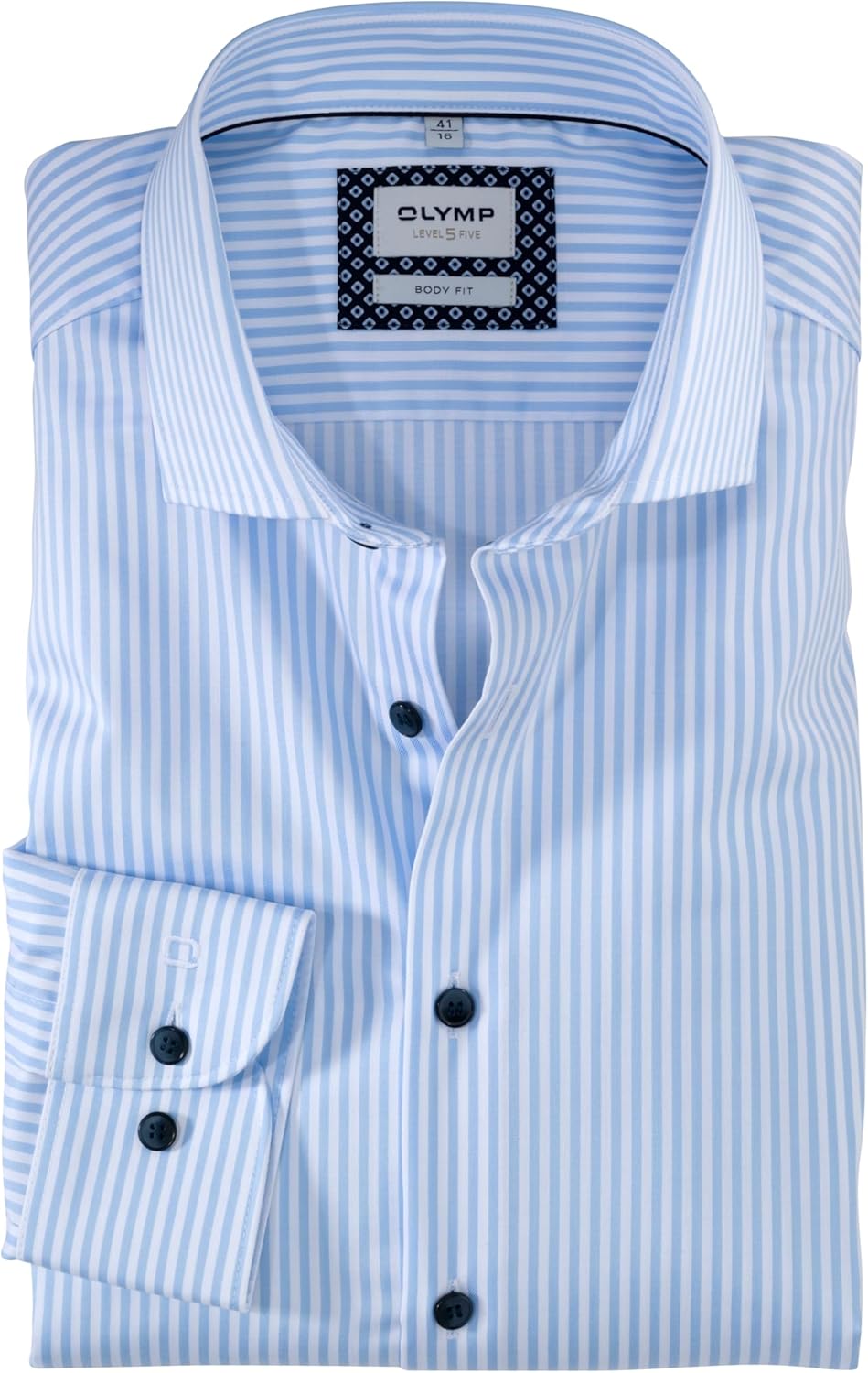 OLYMP Herren Oberhemd Langarm Level.Five.Body.fit,Römer Streifen,Body fit,Royal Kent 37 Bleu 11, 37
