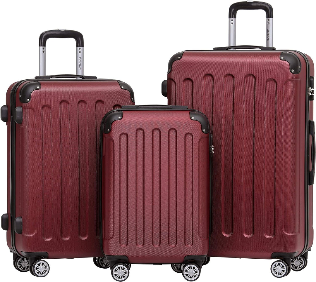 BEIBYE- Hartschalenkoffer Koffer Trolley Rollkoffer Reisekoffer Zahlenschloss 4 Zwilings-Rollen (Bur