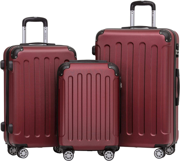 BEIBYE- Hartschalenkoffer Koffer Trolley Rollkoffer Reisekoffer Zahlenschloss 4 Zwilings-Rollen (Bur