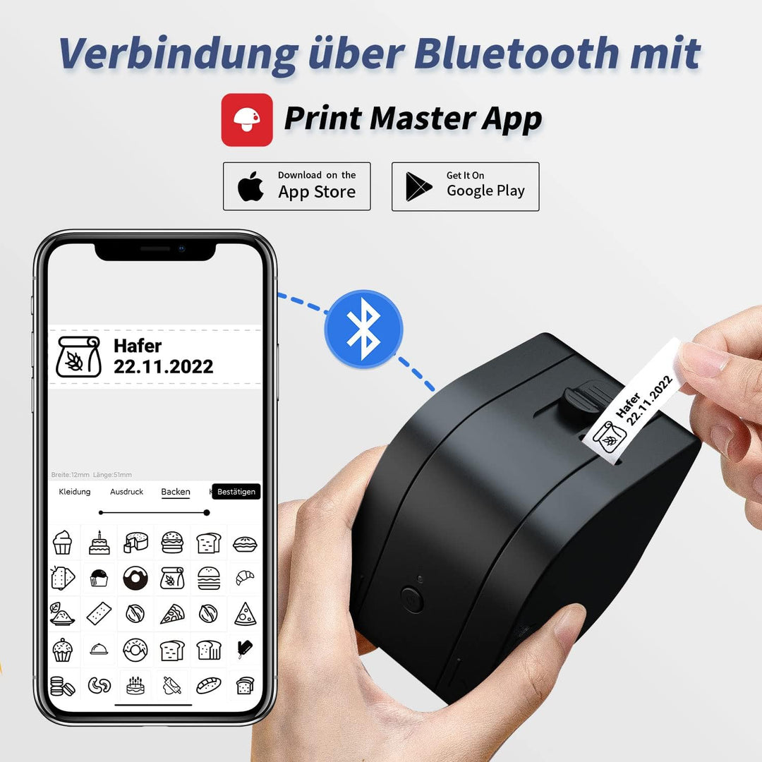 Goknu P12 Beschriftungsgerät Selbstklebend Etikettiergerät Bluetooth Etikettendrucker Tragbarer Labe