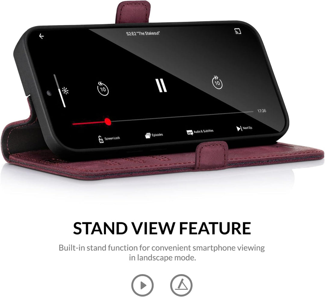 SURAZO Slim Magnet Handyhülle für Samsung Galaxy S23 Plus Hülle Leder – Echtleder Schutzhülle mit Pf