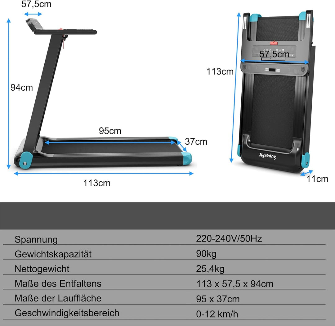COSTWAY Elektrisches Laufband App-kontrolliert | Bluetooth | 3 Modi 12 voreingestellte Programme | L