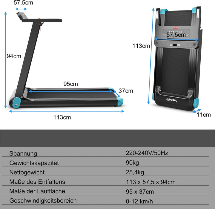 COSTWAY Elektrisches Laufband App-kontrolliert | Bluetooth | 3 Modi 12 voreingestellte Programme | L