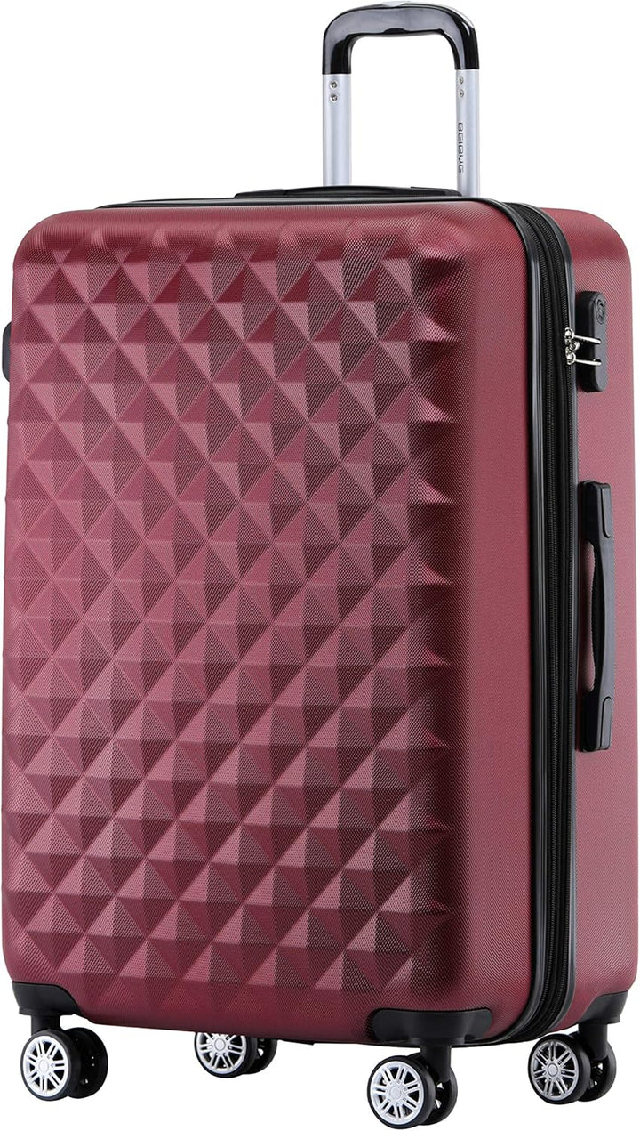 BEIBYE Zwillingsrollen 2066 Hartschale Trolley Koffer Reisekoffer Gepäck M-L-XL-Set (Weinrot, XL), X